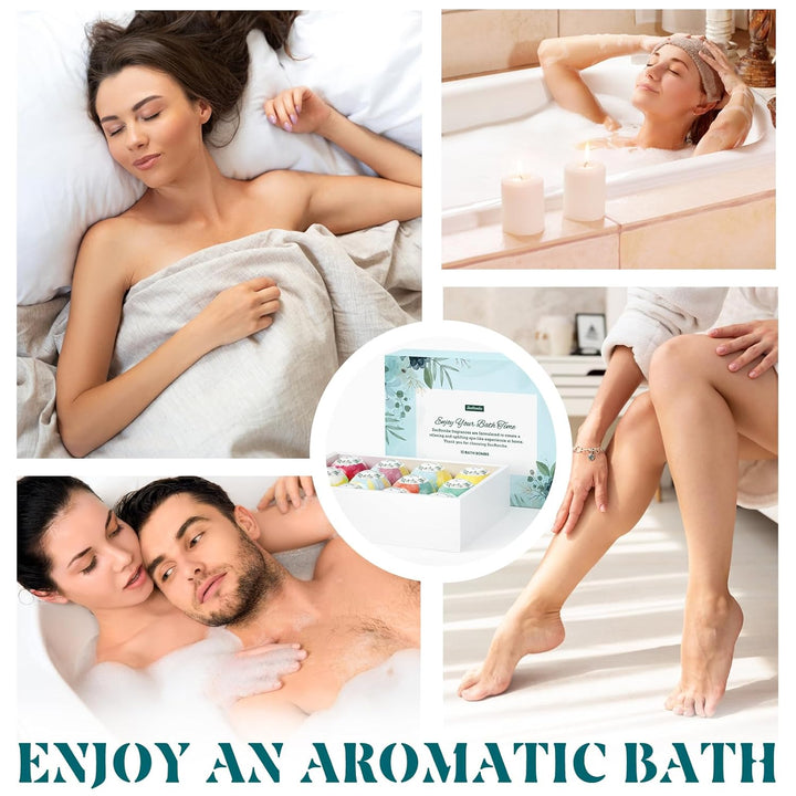 Bath Bombs for Women, 12Pcs Handmade Natural Bath Bomb, Stocking Stuffers, Mothers Day Presents for Mom, Bath Bomb with Shea Butter, Valentines Day Gifts for Her and Him