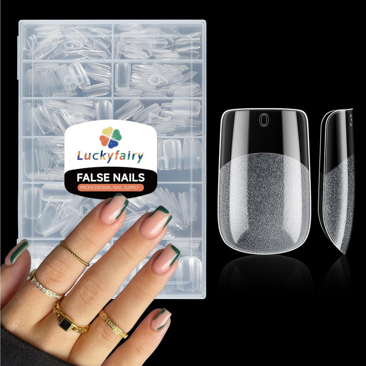 Short Almond Nail Tips, 240Pcs Soft Nail Gel Tips Pre-Shaped Acrylic Fake Nails, Half Matte Full Cover Clear Gelly Press on Flase Nail Tips for Extension Nail Manicure Home DIY 12 Sizes Gelly Tips