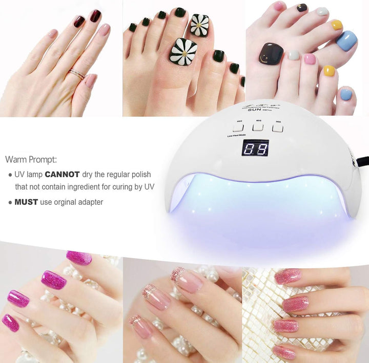 Gel UV LED Nail Polish Lamp,  Nail Dryer 40W LED Light with 3 Timers Professional for Nail Art Tools Accessories White