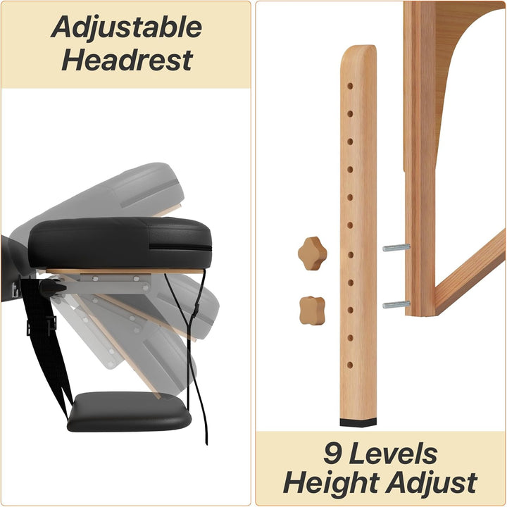 Memory Foam Massage Table Premium Portable Foldable Massage Bed Height Adjustable, 84 Inches Long 28 Inchs Wide Home Salon Spa Bed Tattoo Table with Accessories &Carrying Case, Easy Set Up