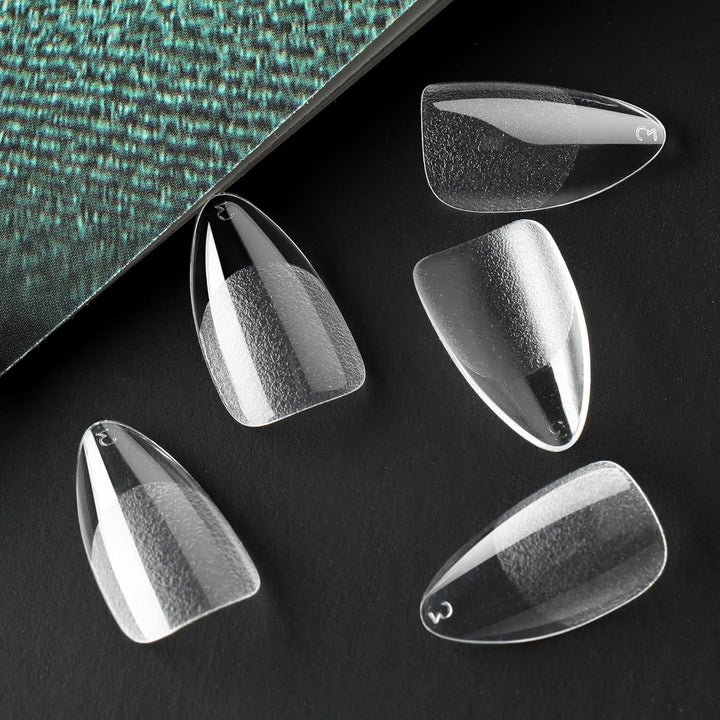 Short Almond Nail Tips, 312Pcs Short Almond Gel Nail Tips Shape Pre Etched Press on Nails Clear Acrylic Fake Nails No C Curve for Full Cover Nails Extension Home Art DIY Salon 12 Sizes