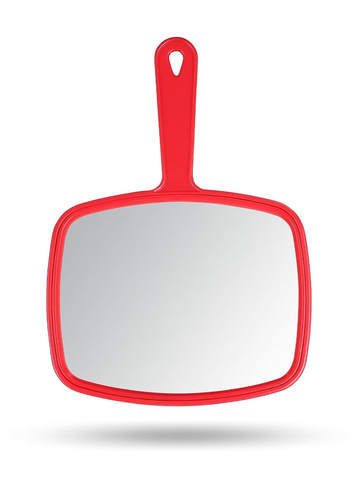 Hand Mirror Salon Barber Hairdressing Handheld Mirror with Handle (Square Pink 7.4 X 10.3 Inches)