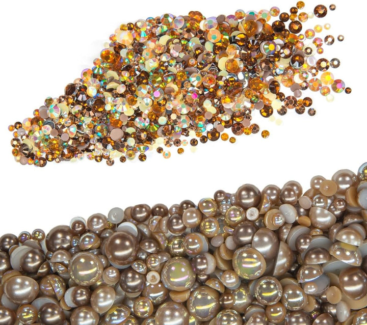 51G White Half Pearls for Crafting 4Mm 5Mm 6Mm 8Mm 10Mm Mix Sizes Pure White Flatback round Beads Charms for Nails Face Eyes Makeup Tumblers Bottles DIY Crafts Bedazzling Clothes Shoes Phones