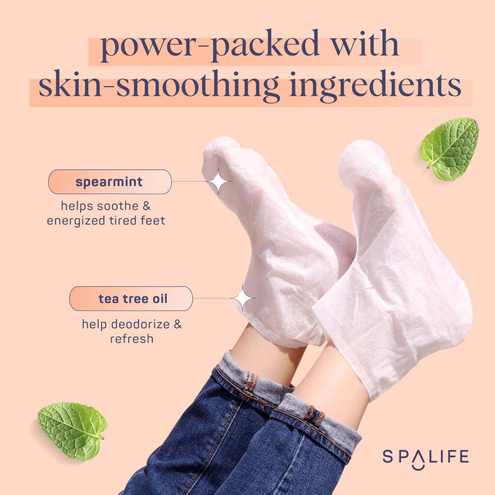 Softening Care Foot Sockies (8-Pack) - Spearmint & Tea Tree Oil, Exfoliating Pack for Healthy Feet, Intensive Repair, Callus Remover Sockies, Dry Skin Solution, Moisturizing Foot Treatment