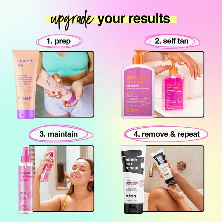 Clear Self Tan Gel | Glow Your Own Way - Best Transfer-Resistant, Quick, Self Tanning Gel, Vegan, Cruelty Free Self Tanner, 16 Fl Oz