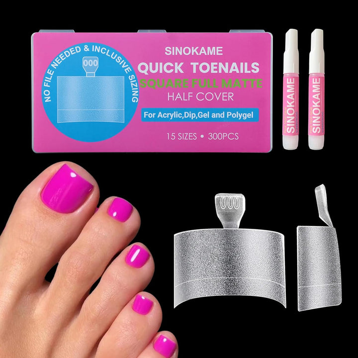 Wide Pre-Etched Square Toe Dual Forms for Polygel, Poly Gel Toenail Forms Molds Extension Reusable,No File Needed,16 Sizes (000-13) with French Guidelines for Salon Home Diy,160Pcs