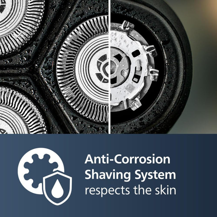 Shaver 3900 Series, Wet and Dry Electric Shaver, P-Cap, Travel Pouch, Charging Stand, Storm Blue, Model S3341/92