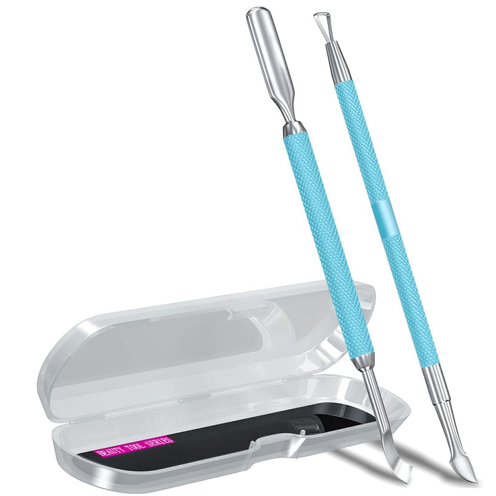 2PCS Metal Silver Cuticle Pusher and Scraper, Nail Trimmer Cutter Stainless Steel Gel Scraper Tool, Nail Polish Remover Peeler Durable Salon Manicure Pedicure Cleaner for Fingernail and Toenail