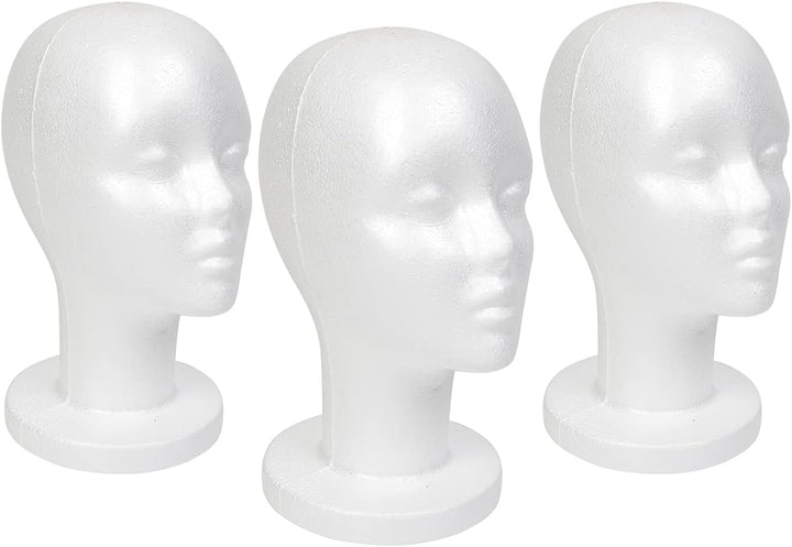 11.4-Inch Styrofoam Mannequin Head (1 Pack) - White Foam Wig Stand for Wigs, Hats, Masks, Hairpieces, Arts, Crafts, DIY Projects, Salon Display, and Travel Use