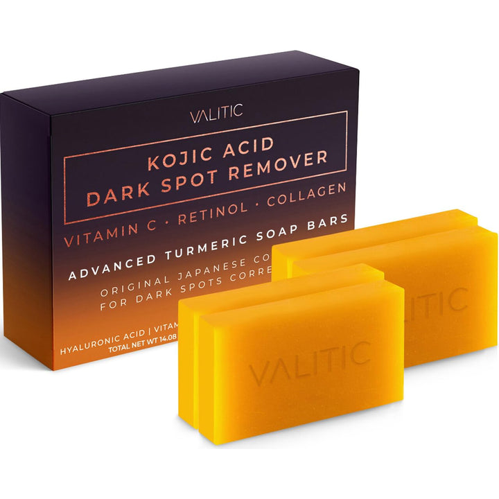 Kojic Acid Dark Spot Remover Soap Bars with Vitamin C, Retinol, Collagen, Turmeric - Original Japanese Complex Infused with Hyaluronic Acid, Vitamin E, Shea Butter, Castile Olive Oil (2 Pack)