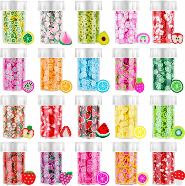 16000 Pcs Fruit Nail Art Slices,  20 Styles Fruit Slime Charms Fimo Slices 3D Polymer Slices for Slime, Lip Gloss Making Supplies Resin and Nail Art Decorations