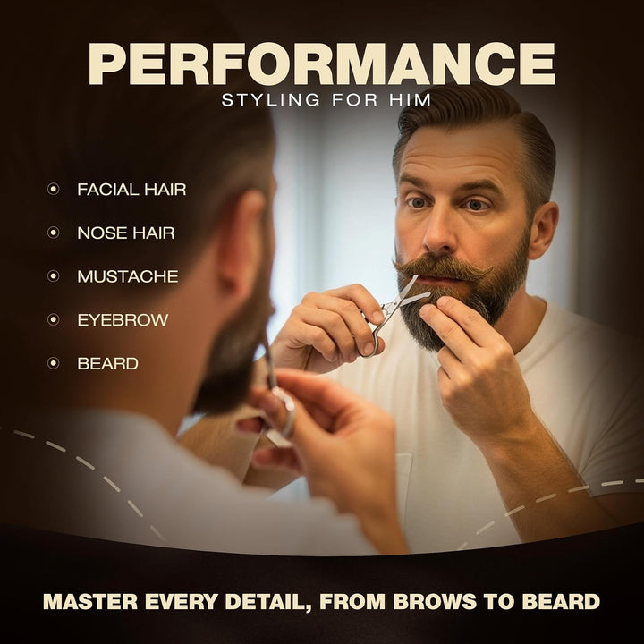 Eyebrow Scissors, Professional Stainless Steel Small Shears for Men and Women, Nose Hair Scissors for Grooming Mustache, Beard, Eyelashes, Ear Hair Trimming, Silver