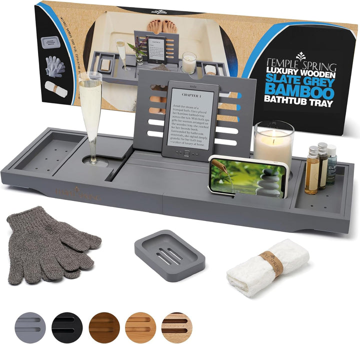 Wooden Bathtub Tray, Bamboo Bathroom Accessories, Bath Tray for Tub, at Home Spa Essentials, Board for Tub Table, Bath Caddy for Bathtub Accessories & Bathroom Essentials – Wood Brown