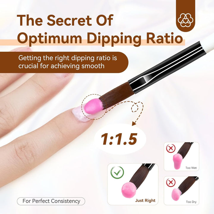 3Pcs Acrylic Nail Brush Set, Size 8/10/14 Kolinsky Acrylic Nail Brushes for Acrylics Application, Acrylics Powder Nails Art Extension with Black & White Handle for Beginner & Professional