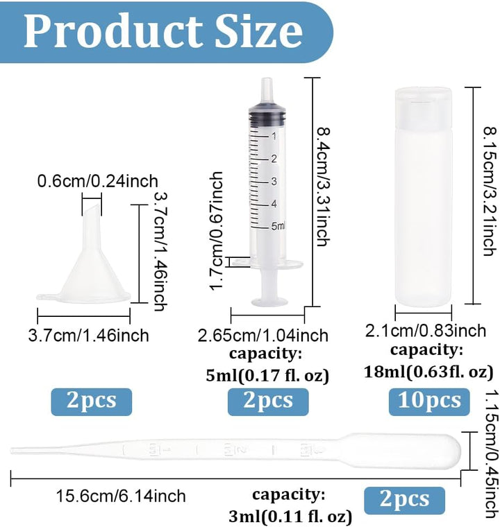 10 Pack 18Ml 0.6Oz Small Travel Squeeze Bottles Refillable Makeup Foundation Container Travel Essentials Sample Bottles for Toiletries, Shampoo Toner Cosmetic