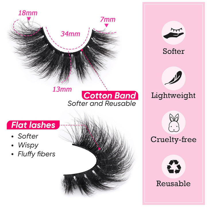 Mink Lashes Full Volume False Eyelashes 18Mm Dramatic Faux Mink Eyelashes Natural Look Cat Eye Volume Eye Lashes Multipack by