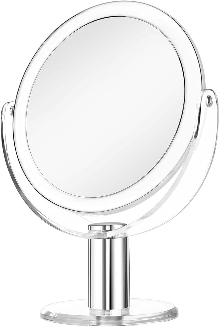 Vanity Makeup Mirror with Stand, 1X/15X Magnification Double Sided 360 Degree Swivel, Portable Table Desk Counter Top Magnifying Mirror, Tabletop Bathroom Shaving Mirror, 6.25 Inch