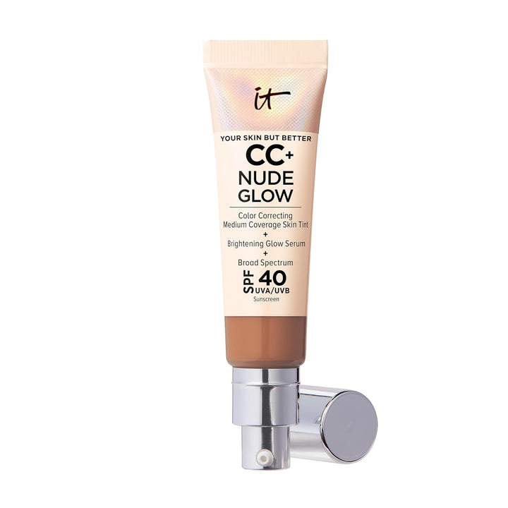 CC+ Nude Glow - Medium Coverage Foundation with SPF 40 & Brightening Glow Serum, Lightweight Skin Tint, 2% Niacinamide + Hyaluronic Acid, up to 24H Hydration, Normal/Dry Skin - 1.08 Fl Oz