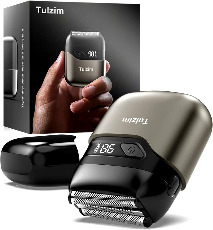 Electric Foil Shaver for Men: Portable Electric Razor for Beard/Face - 3 Floating Blade LED Display USB-C Fast Rechargeable - IPX7 Waterproof for Travel & Home - Carbon Gray