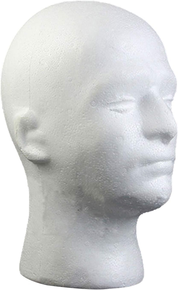 Male Head Model, Foam Mannequin, Head Model Wig Hair Hat Display Foam Mannequin Manikin White (Style 3)