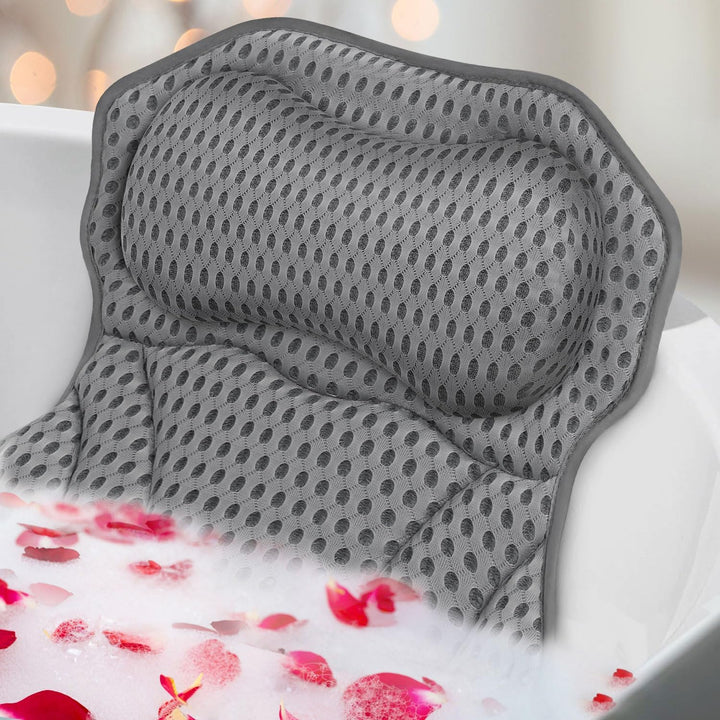 Bath Pillows for Tub, Bath Pillow Luxury Bathtub Pillow for Head and Neck Support, Soft 4D Air Mesh Bath Tub Pillow with Non Slip Suction Cups, Laundry Bag, Spa Gifts Bathtub Accessories for Women Men