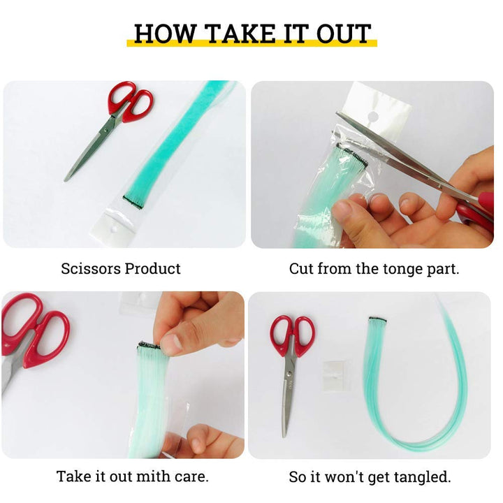 32Packs Colored Hair Extensions 20Inch Straight Color Clip in on Hair Extension Rainbow Party Highlights Synthetic Hairpiece for Girls (16 Colors)