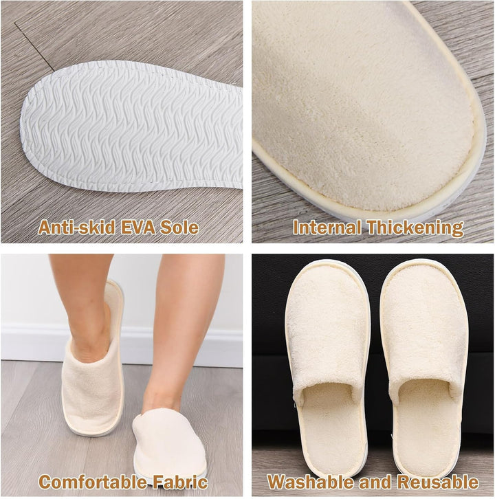 House Slippers - Washable Spa Slippers Non Slip Indoor Guest Slippers for Shoeless Home, Women & Men