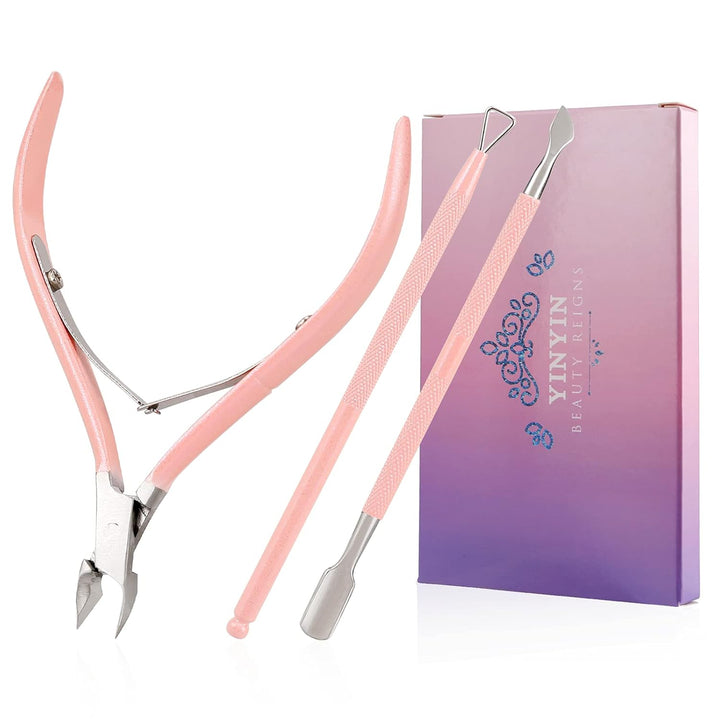 Professional Stainless Steel Nippers, Cutter Clippers, Cuticle Remover, Trimmer with Pusher, Pedicure Manicure Tools for Fingernails and Toenails, Sliver