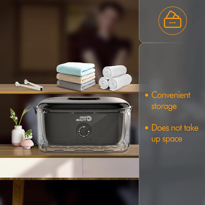 Towel Steamer-Hot Towel Warmer 600 W Tabletop Moist Towel Heater, Holds up to 18 Towels,30 Minute Auto Shut Timer,Professional Salon Equipment Towel Warmer for Facials,Spa,Barbers,Massage (Black)