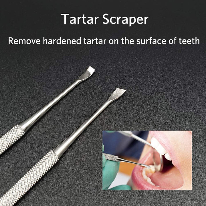 Professional Dental Tools,  Stainless Steel Teeth Cleaning Tools for Dentist, Personal Using, Pets, Dental Hygiene Kit with Dental Scaler Pick, Tooth Tartar Scraper Remover and Storage Box