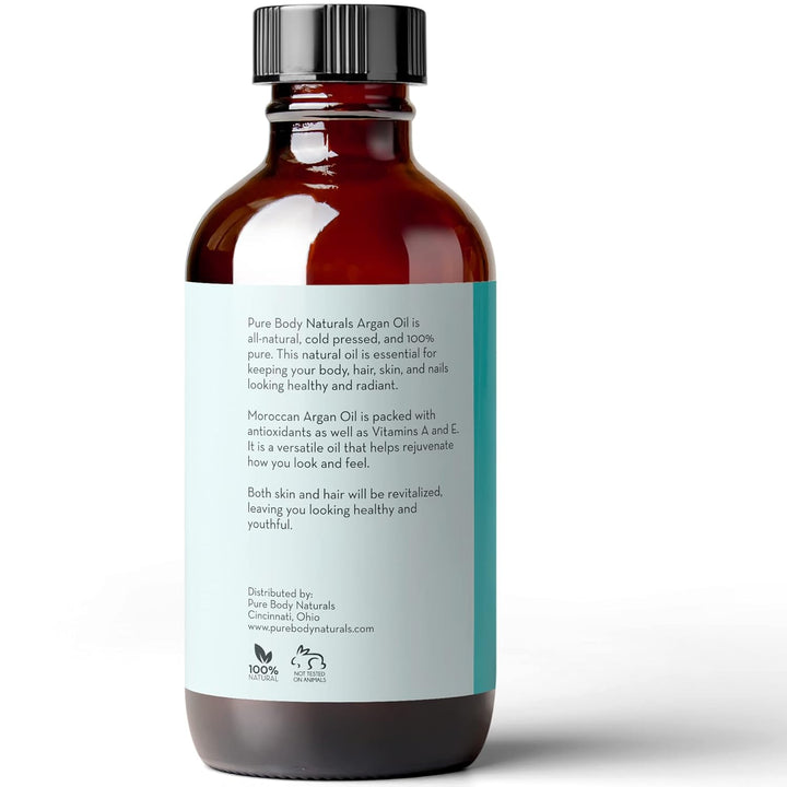 Argan Oil for Skin and Face, 4 Fl Oz - Cold Pressed, Light, Pure Argan Oil for Hair - Aceite De Argan