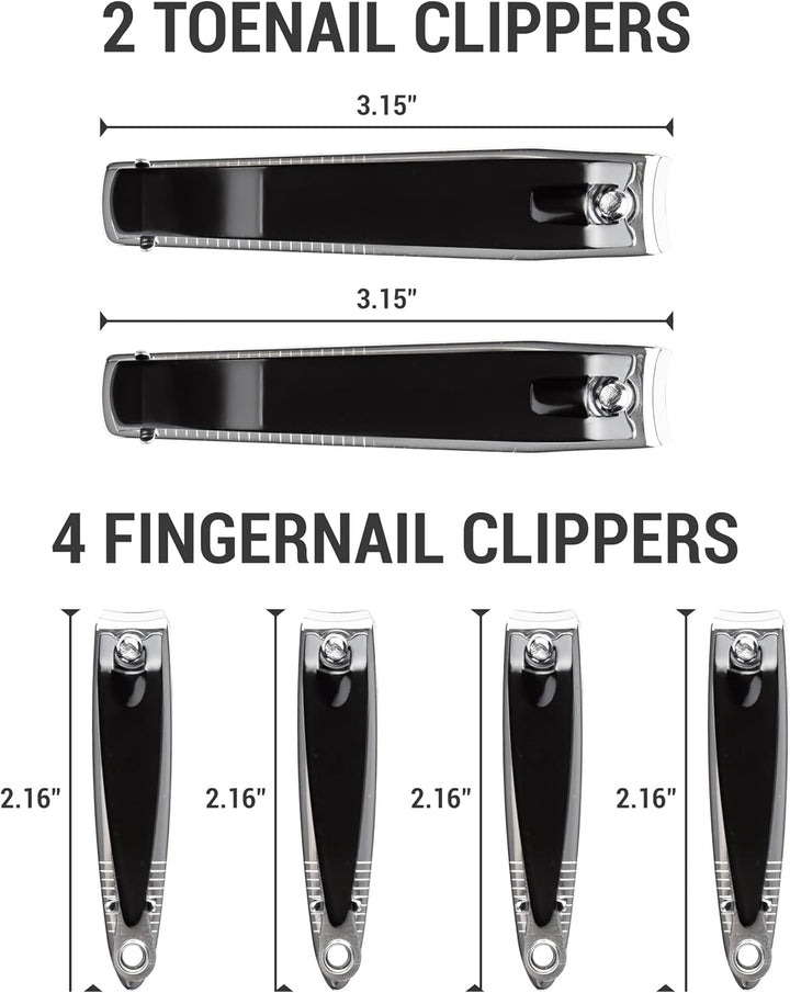 Nail Clippers Set 6 -Pack - Includes Toenail Clippers, Fingernail Clippers, and Finger Nail Clippers for Adults – Mens Stocking Stuffers for Men and Women, Toe Nail and Fingernail Clipper Kit