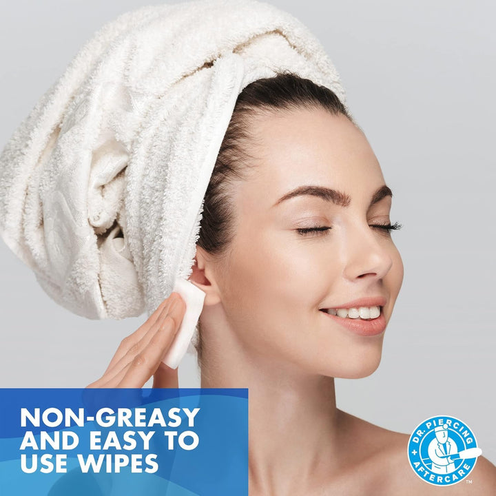 Wipes – Piercing Aftercare | Saline Solution for Piercings - Keloid Bump Ear Piercing Cleaner – Ears Lips Belly Nose Piercing Bump - Piercing Hole Cleaner (50 Count)