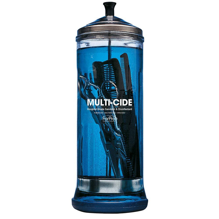 Multi-Cide Tall Glass Jar, for All Hairstyling Tools Including Brushes, Combs & Shears, 37 Oz