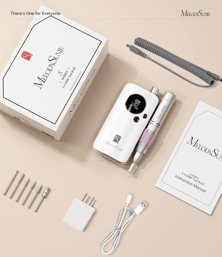 Portable Nail Drill 30000 RPM, SC320F Professional Rechargeable Electric Cordless Nail File for Acrylic Nails Gel Polishing Removing, Efile Nail Kit for Manicure Salon Home, Rose