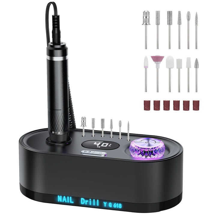 40000RPM Electric Nail File Drill Professional Kit, Drill Machine with LCD Display, Manicure Pedicure Polishing Acrylic Gel Nail Grinder for Salon, Home Use