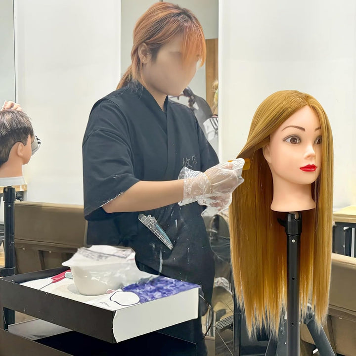 26"-28" Light Auburn Hair Mannequin Head Practicing Braiding, Cosmetology Mannequin Head with Hair for Styling, Training Head for Group Practice Braids Skills and Have Fun