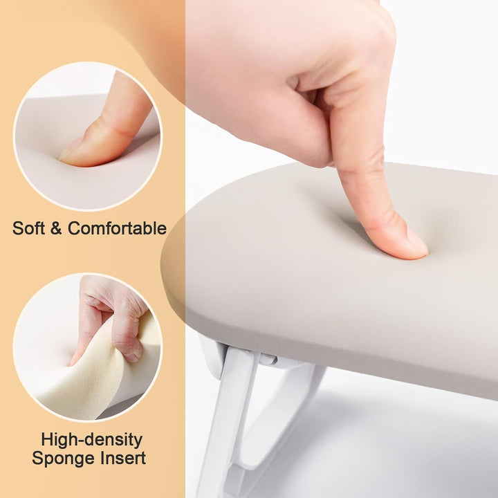 Nail Arm Rest, Foldable PU Leather Nail Hand Rest for Acrylic Nails Cushion Hand Holder, Nail Hand Pillow Nail Art Accessories Tool for Nails Tech Manicure Pedicure Salon Home Use - Light Gray