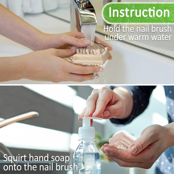 Non-Slip Wooden Two-Sided Hand and Nail Brush. Fingernail Brush for Nail Cleaning and Scrubbing. Heavy Duty Stiff Nail Brush for Travel. Mechanic Hand Scrub Brush with Molded Grip.