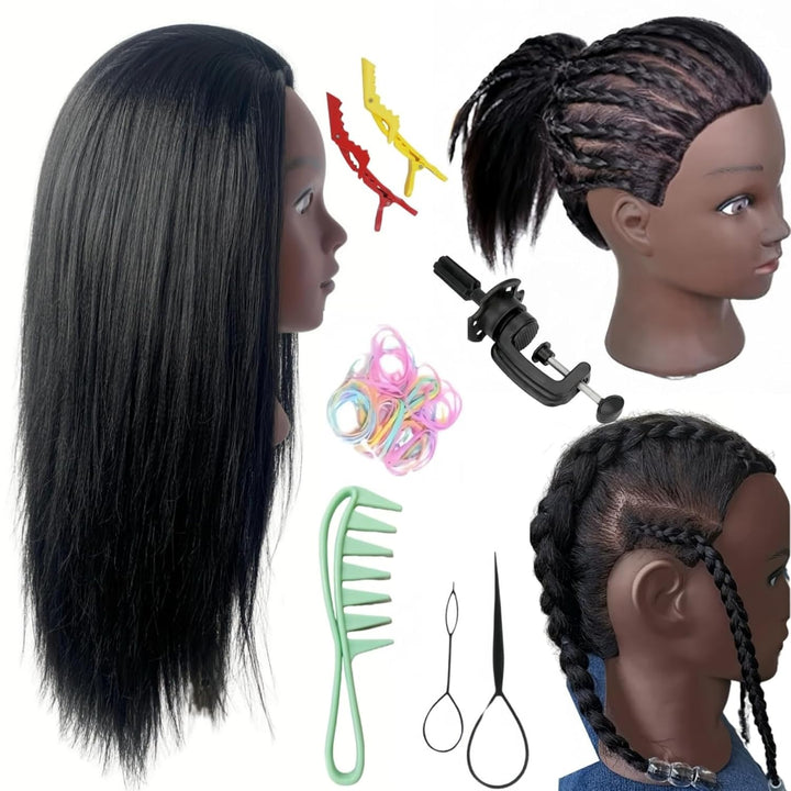 26"-28" Light Auburn Hair Mannequin Head Practicing Braiding, Cosmetology Mannequin Head with Hair for Styling, Training Head for Group Practice Braids Skills and Have Fun