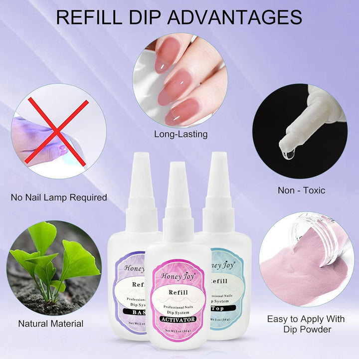 56Ml / 1.91Oz Refill Gel Base Top Sealer Dry Activator for Dipping Powder Pre-Bond Liquid No Lamp Cure Dip Nails Natural Dry, 56Ml-Base Coat…