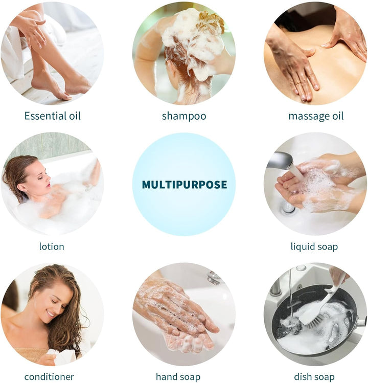 Empty Plastic Pump Bottles Dispenser 2 Pack Clear Refillable Pump Bottle for Shampoo, Liquid Soap, Massage Oil