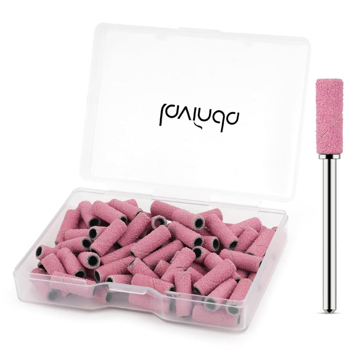 Small Sanding Bands Nail Drill Bit, 80 Piece Extra Fine Sanding Bands for Nail Drill with 3.1Mm Mandrel Bit for Acrylic Nails Gel Removing Shaping Polishing Nail Salon Use (240 Grit, Pink)