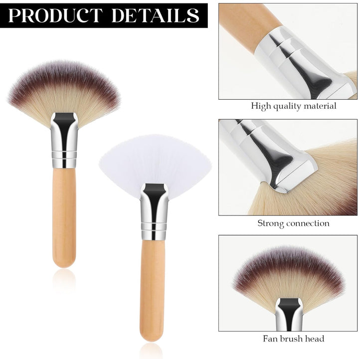 4 Pcs Facial Fan Brush,Facial Brushes Esthetician Fan Brushes Esthetician Fluffy Fan Brushes Face Soft Bristle Highlighting Blush with Long and Short Handle for Women Girls Loose Powder Blush