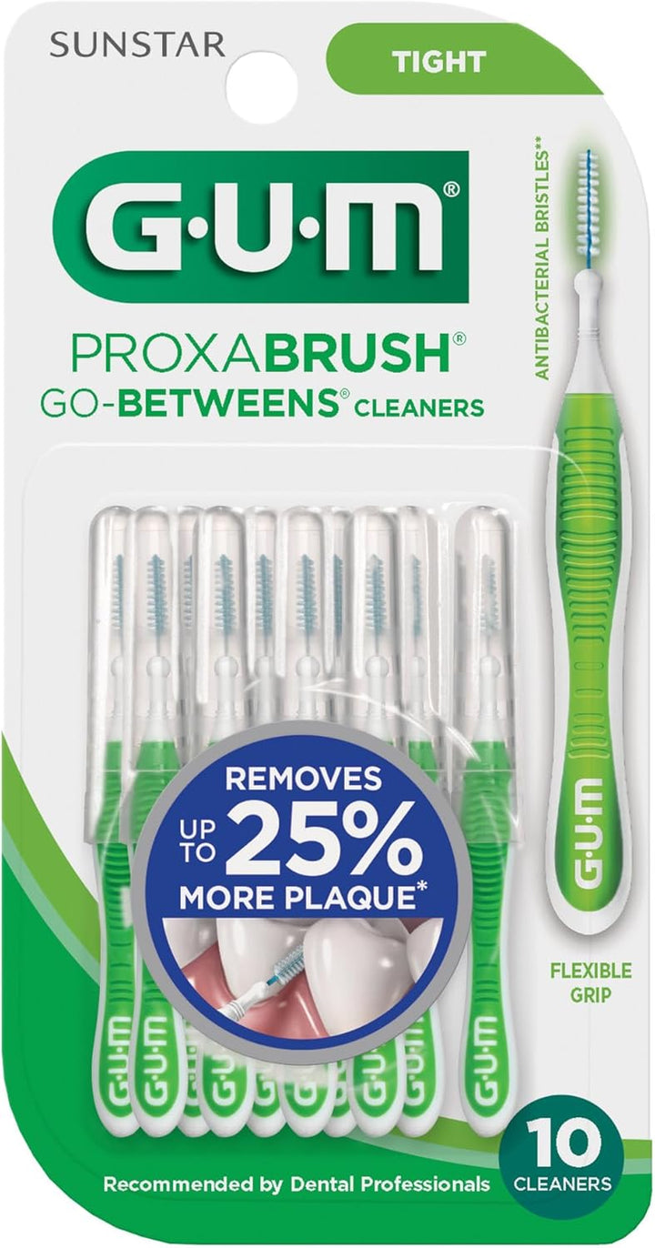 Proxabrush Go-Betweens - Tight - Interdental Brushes - Soft Bristled Dental Picks for Plaque Removal Health - Safe for Braces & Dental Devices, 10Ct (Pack of 6)