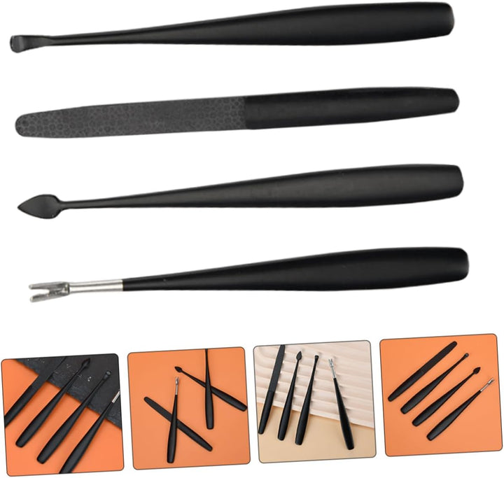 Stainless Steel Cuticle Trimmer Tool Kit 4-Piece Nail Care Set for Manicure and Pedicure Includes Dead Skin Forks and Cuticle Pusher Suitable for Home and Professional Use