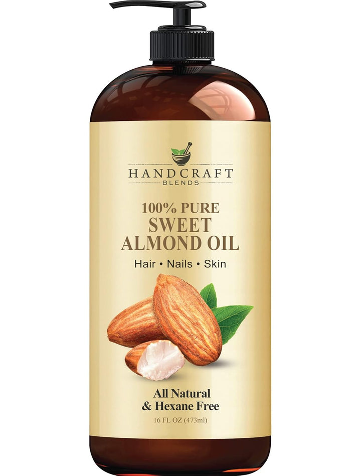Sweet Almond Oil - 16 Fl Oz - 100% Pure and Natural - Premium Grade Carrier Oil for Skin and Hair - Hair and Body - Massage - Hexane-Free