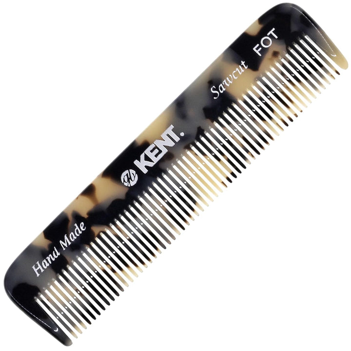 a FOT Tortoiseshell Fine Tooth Handmade Pocket Comb for Men, Women and Kids, Hair Comb Straightener for Grooming and Styling, Beard and Mustache, Saw Cut and Hand Polished, Made in England