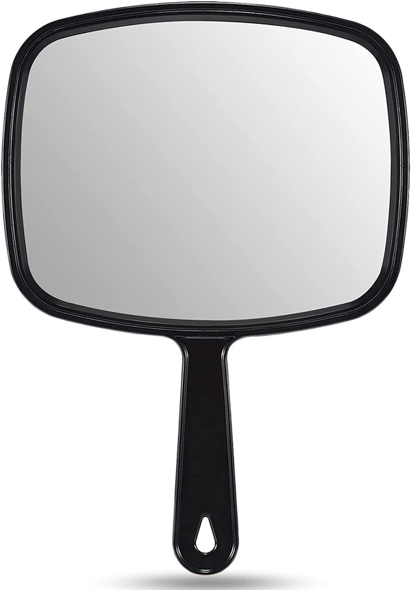 9.3" L X 6.6" W Hand Mirror, All Black Handheld Mirror with Handle