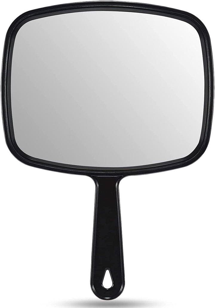9.3" L X 6.6" W Hand Mirror, All Black Handheld Mirror with Handle
